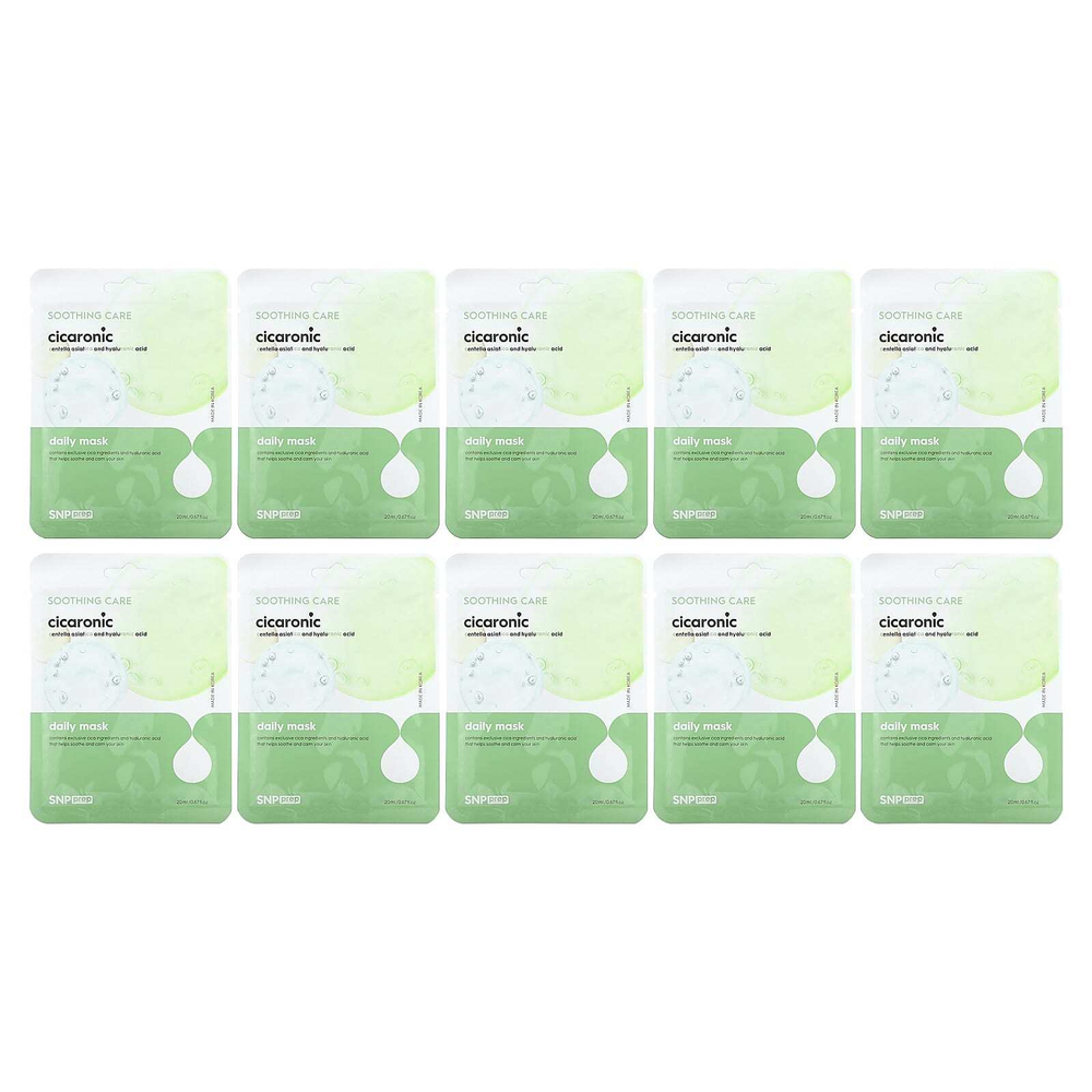 SNP, Daily Beauty Mask, Cicaronic``, 10 листовых масок, по 0,67 (20 мл) каждая