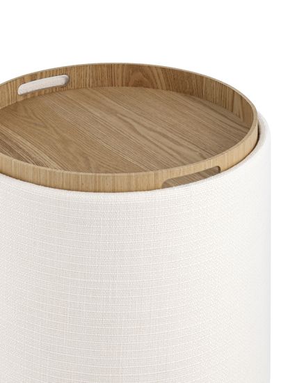 Пуф-столик с ящиком Хюгге S рогожка белый