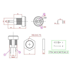 Разъем штырьковый DC-022B (гнездо питания 5.5x2.1 мм)