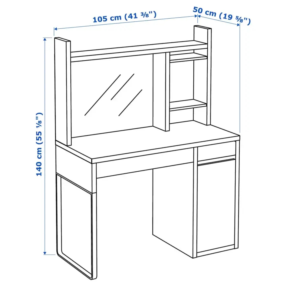 Письменный стол - IKEA MICKE, 105х50 см, белый, МИККЕ ИКЕА