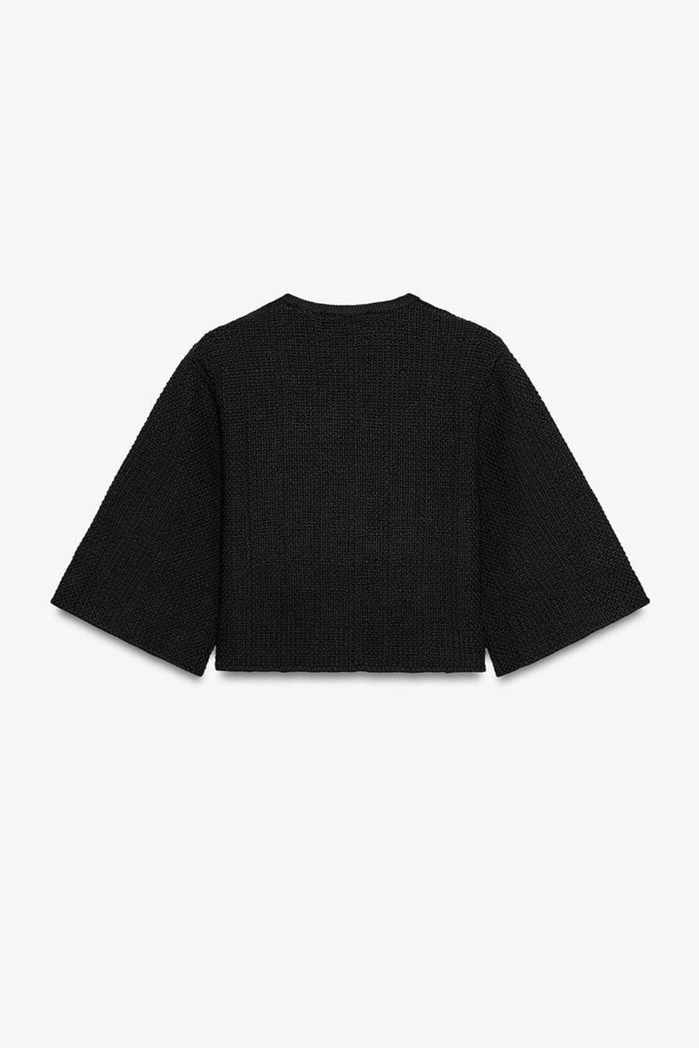 ZARA КАРДИГАН С РЕЛЬЕФНОЙ ПУГОВИЦЕЙ, ЧЕРНЫЙ