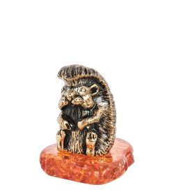 Народные промыслы AM-1534 Фигурка «Ежик Михалыч» (латунь, янтарь)