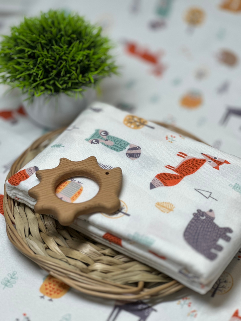 Пеленка Зверята в лесу фланель RinaAmari