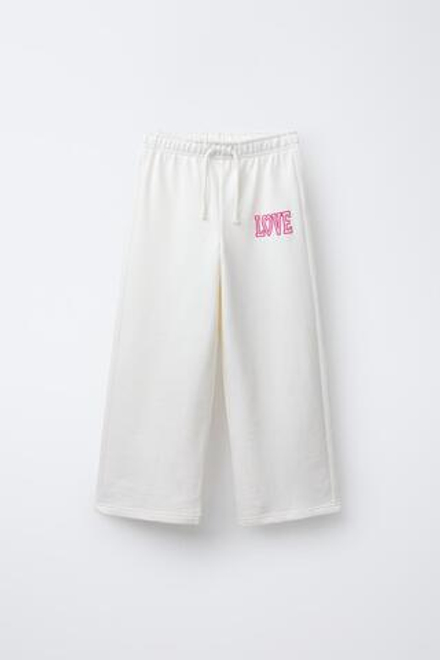 ZARA БРЮКИ-ДЖОГГЕРЫ WIDE LEG VARSITY, ЭКРЮ