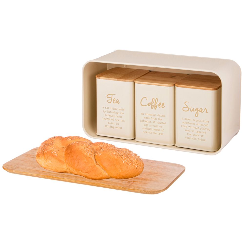 НАБОР AGNESS "АРКТИК" 2 В 1 ХЛЕБНИЦА 6 Л 34*18*12,5 СМ, БАНКА ДЛЯ СЫПУЧИХ 1,1 Л 10*10*14 СМ 3 ШТ