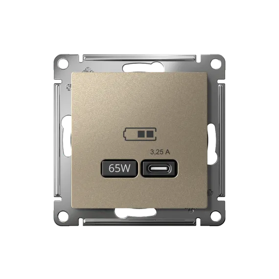 Розетка USB AtlasDesign тип C 65Вт QC PD высокоскор. ЗУ механизм шампань SE ATN000527
