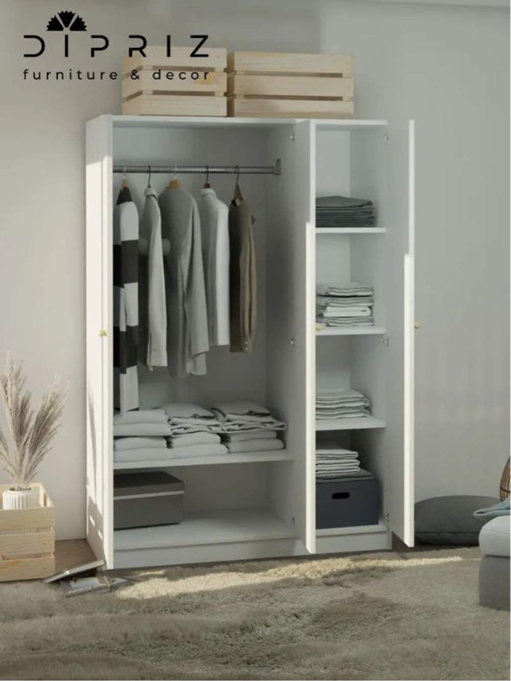 РЕКЛАМАЦИЯ ФУРНИТУРА Шкаф для обуви Неаполь из сосны с зеркалом, серый