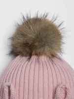 Шапка зимняя с помпоном и ушками для девочки