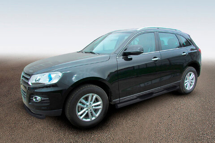Пороги стальные Zotye T600 (2013-2023) d76 с проступями (черные)