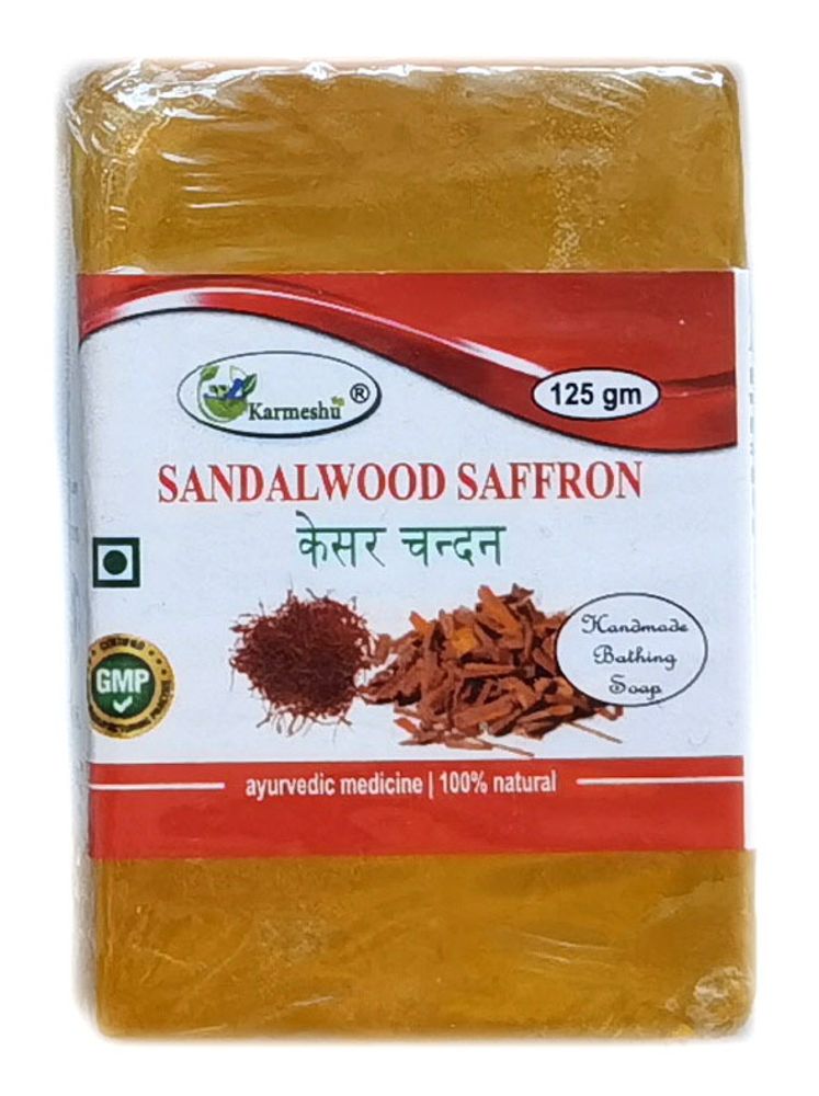 Мыло Karmeshu ручной работы сандаловое дерево шафран 125 гр