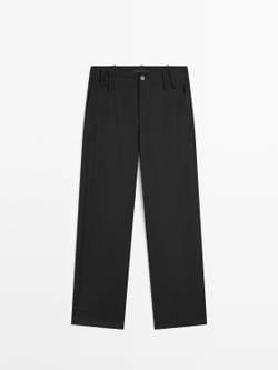 Massimo Dutti Брюки Boyfriend из 100% шерсти, черный