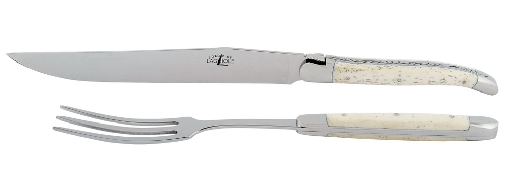 Набор столовых приборов на 1 персону 2 предмета Forge de Laguiole маленькая модель, рукоятка из кости