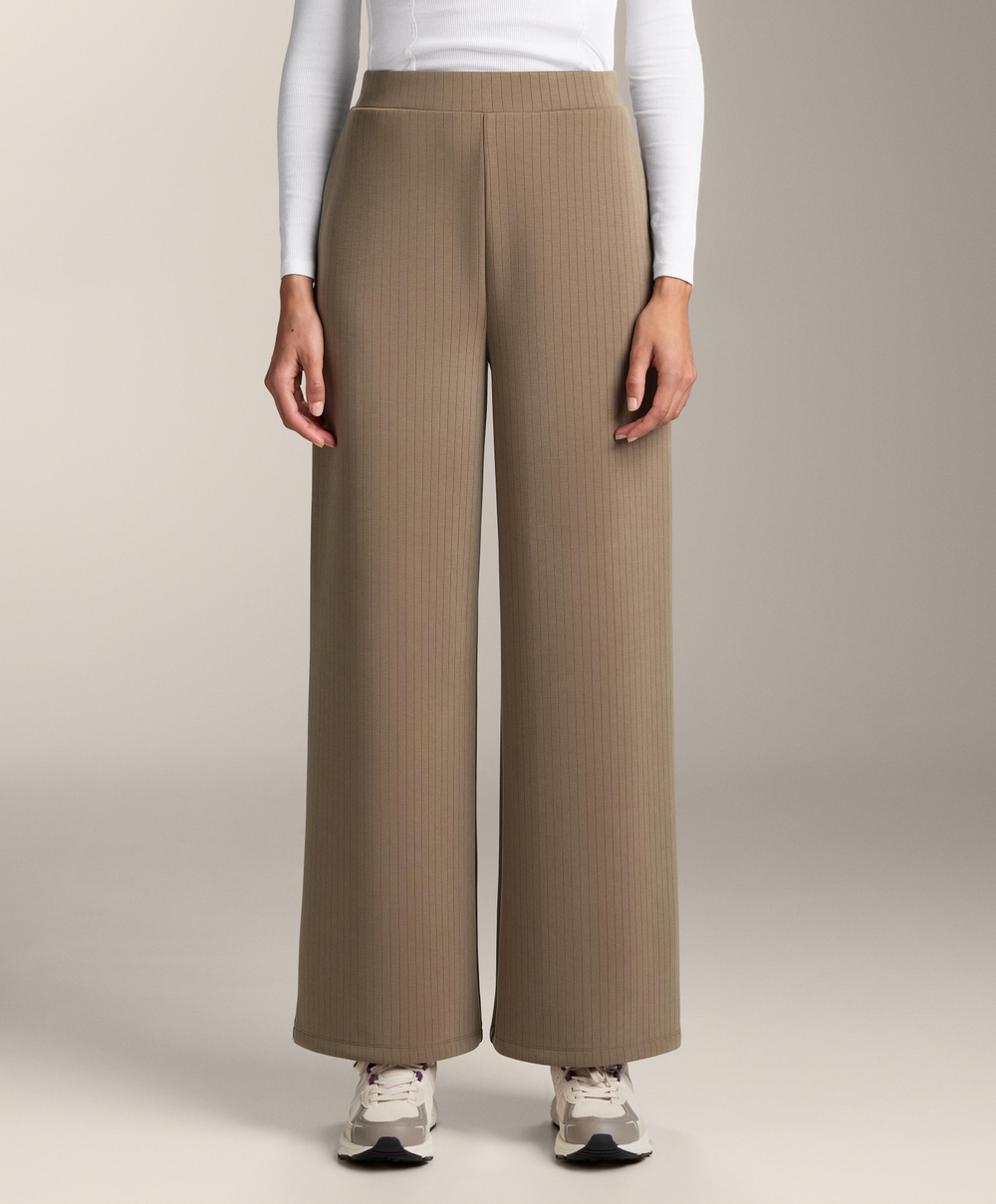 OYSHO Брюки прямого кроя с полосками из модала, мокко