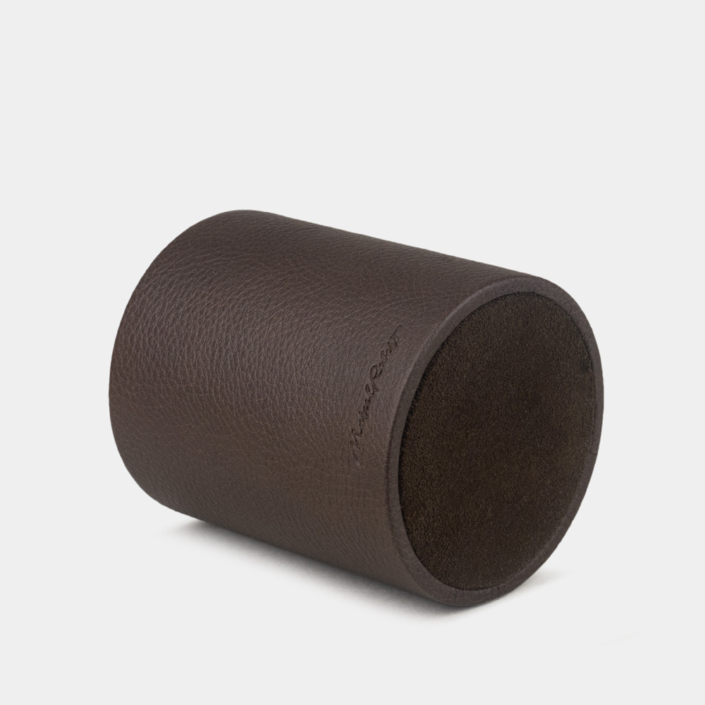 Подставка для ручек из кожи теленка, темно-коричневого цвета