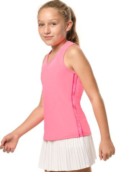 Футболка для девочки теннисная Lucky in Love Core V-Neck Cutout Tank Girls - pink