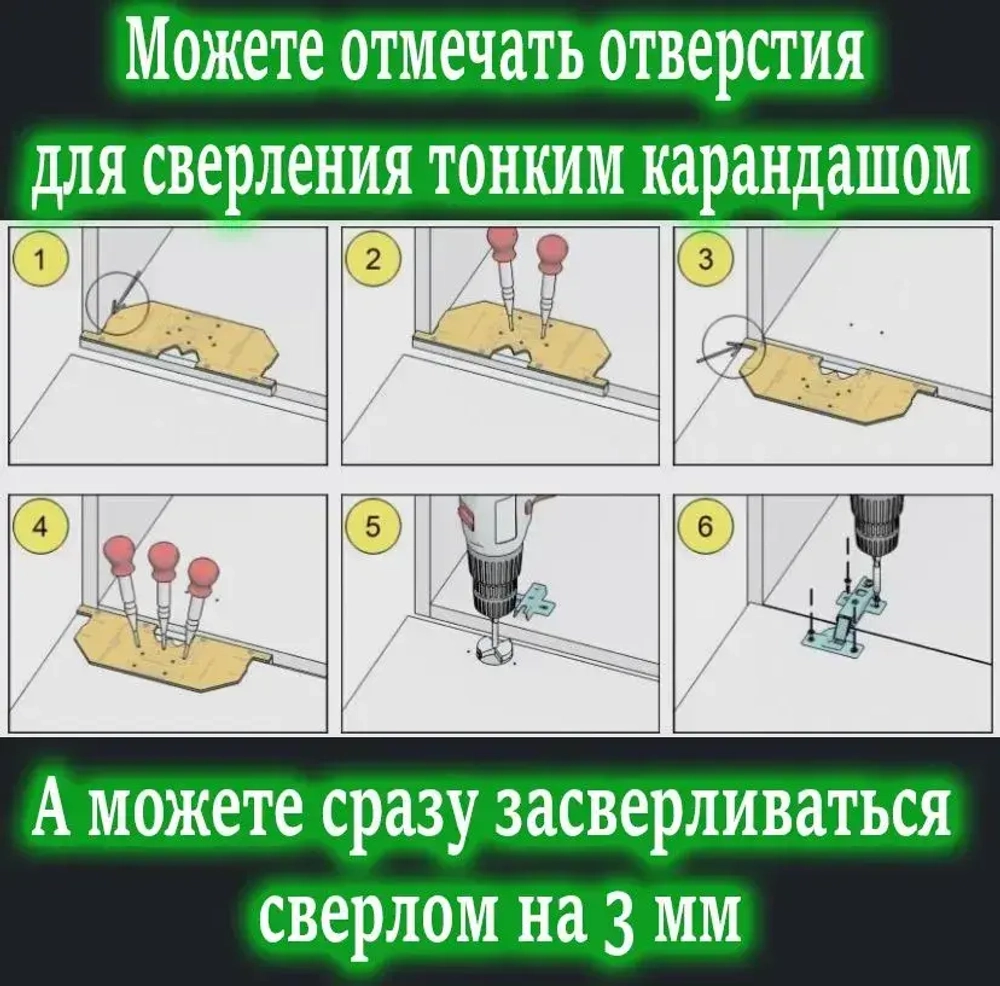 Мебельные петли. Шаблон-кондуктор для разметки и сверления отверстий перед установкой мебельных петель. Без использования рулетки. Чашка петли 35 мм.