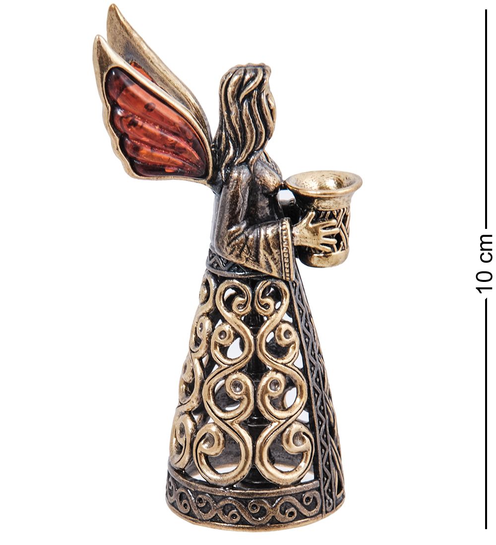 AM- 299 Колокольчик-подсвечник «Фея света» (латунь, янтарь)