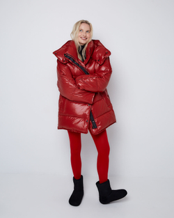 Пуховик со съемным капюшоном из нейлона Монклер томат