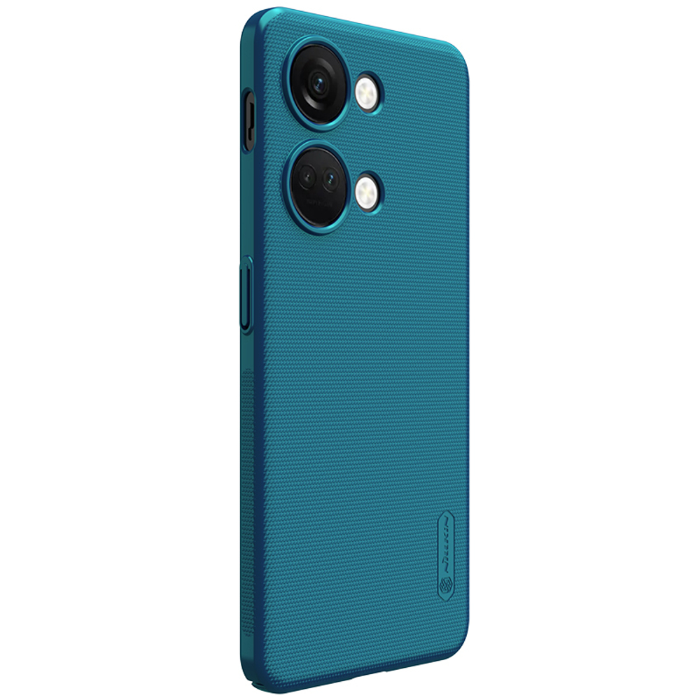 Тонкий жесткий чехол синего цвета (Peacock Blue) от Nillkin для OnePlus Ace 2V и Nord 3 5G, серия Super Frosted Shield