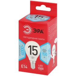 Лампа светодиодная ЭРА RED LINE LED P45-15W-840-E14 R 15Вт шар нейтральный белый свет E14 | Лампы cветодиодные Шар (G/P)