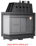 Каминная топка Экокамин Альфа 1000 LB два стекла левая черный шамот