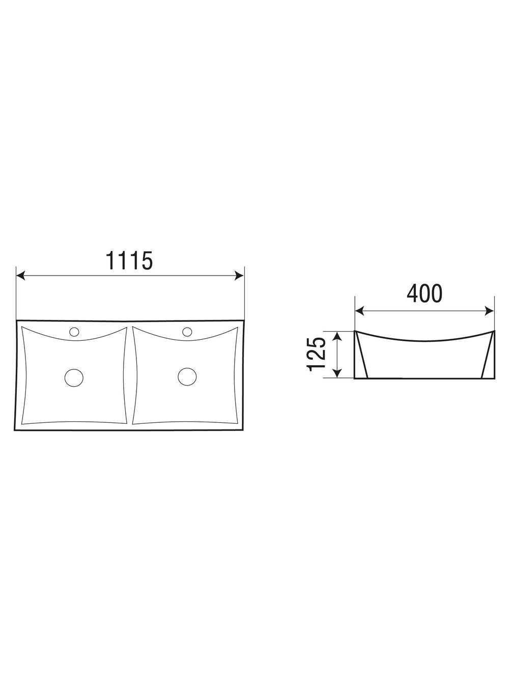 Раковина накладная WeltWasser WW  ELBACH 2216 1115х400х125