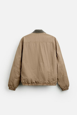 ZARA КУРТКА С КОНТРАСТНЫМ ВОРОТНИКОМ, РЫЖЕВАТО-КОРИЧНЕВЫЙ