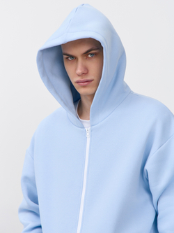 Худи зип с начесом (голубой)