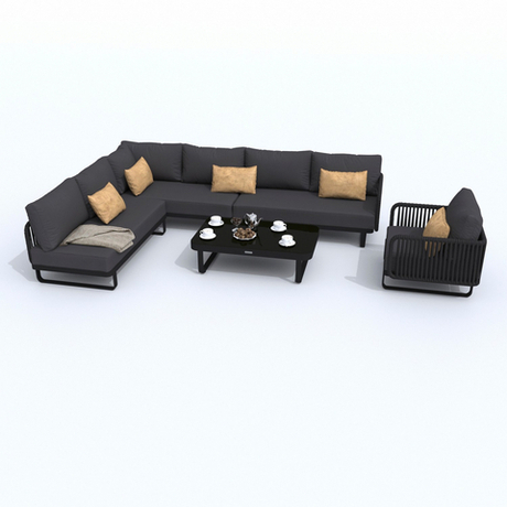 Лаунж зона угловая Ideal Patio БЕЛЛИСА модульная антрацит - каркас карбон