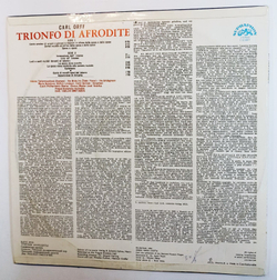 Винтажная виниловая пластинка Carl Orff Карл Орф Czech Philharmonic Chorus, Prague Symphony Orchestra, Vaclav Smetacek Trionfo Di Afrodite (Чехословакия 1970)