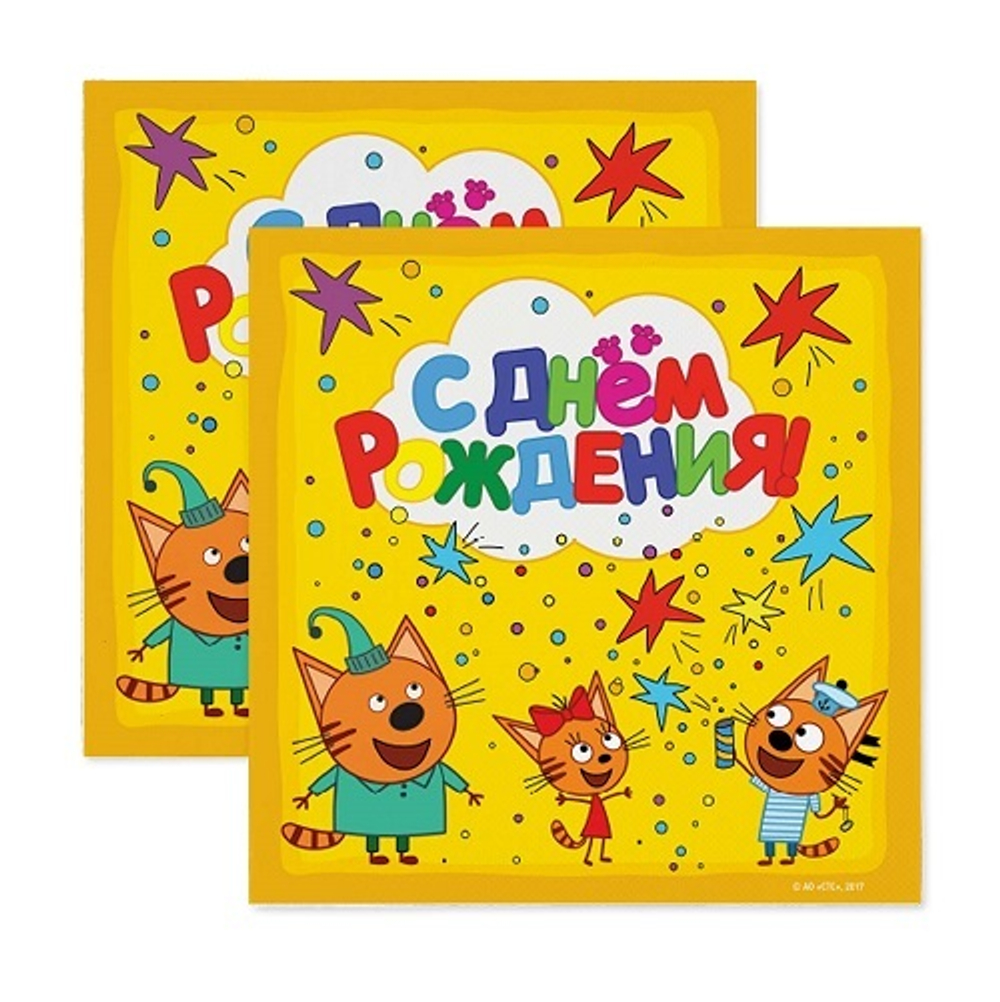 Салфетки Три кота Желтый 33см 20шт