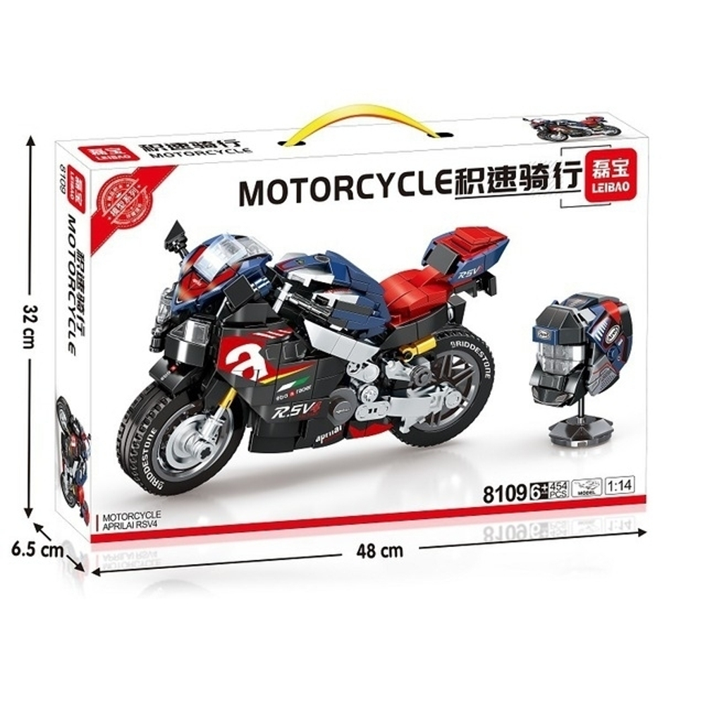 Конструктор гоночный Мотоцикл со шлемом ЛЕЙБАО "LEIBAO / Motorcycle/ NO. 8101, 8102, 8103, 8105, 8106, 8107, 8108, 8109" 9видов, 330-377дет.