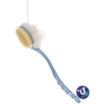 Мочалка массажная «PREMIUM - FARGO», на пластиковой ручке, цвет голубой, 35*10см (лейбл Ультрамарин)