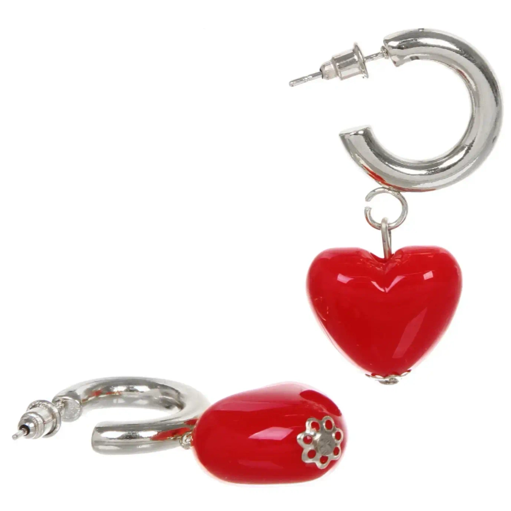 Серьги из гиппоалергенного сплава «АМОР», красное сердце, цвет серебро и золото, 2,5см