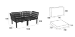 Диван пластиковый двухместный с подушками Siesta Contract Portofino Lounge, черный, темно-серый
