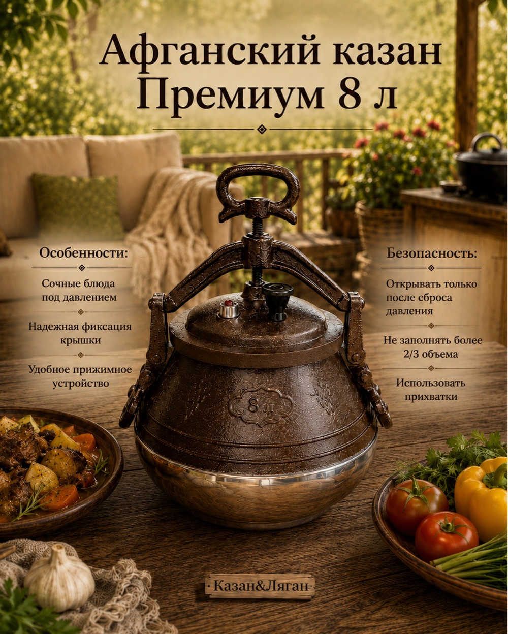 Афганский казан 8л двухцветный Премиум MG