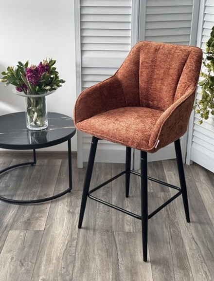 Полубарный стул ERYK 180 град. поворот. 3018-09 терракотовый, шенилл / черный каркас (H=67)