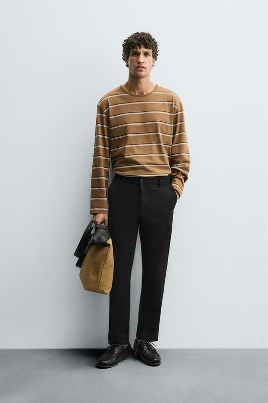 ZARA БРЮКИ ЧИНОС SLIM FIT, ЧЕРНЫЙ