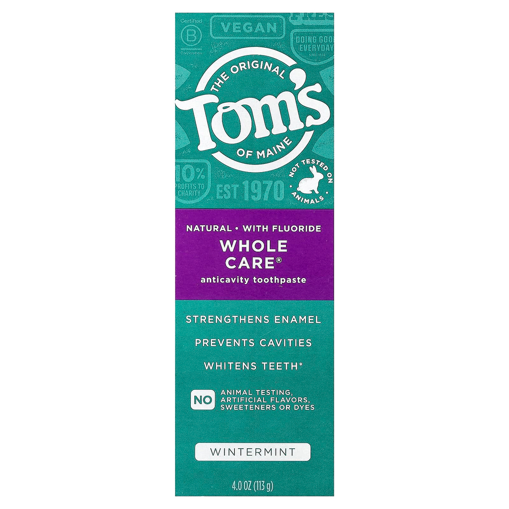 Tom's of Maine, Whole Care®, натуральная зубная паста против кариеса с фторидом, зимняя мята, 113 г (4 унции)