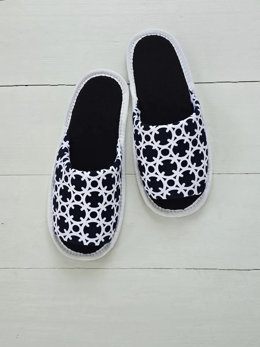 Тапочки хлопковые открытый нос орнамент