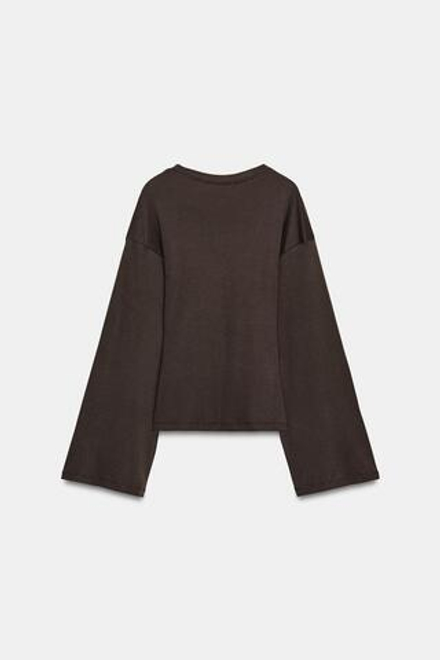 ZARA ПРИТАЛЕННАЯ ФУТБОЛКА SUPIMA®, КОРИЧНЕВЫЙ