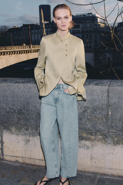 ZARA БЛЕЙЗЕР С ВОЛАНОМ — LIMITED EDITION, ZW COLLECTION, БЕЖЕВЫЙ