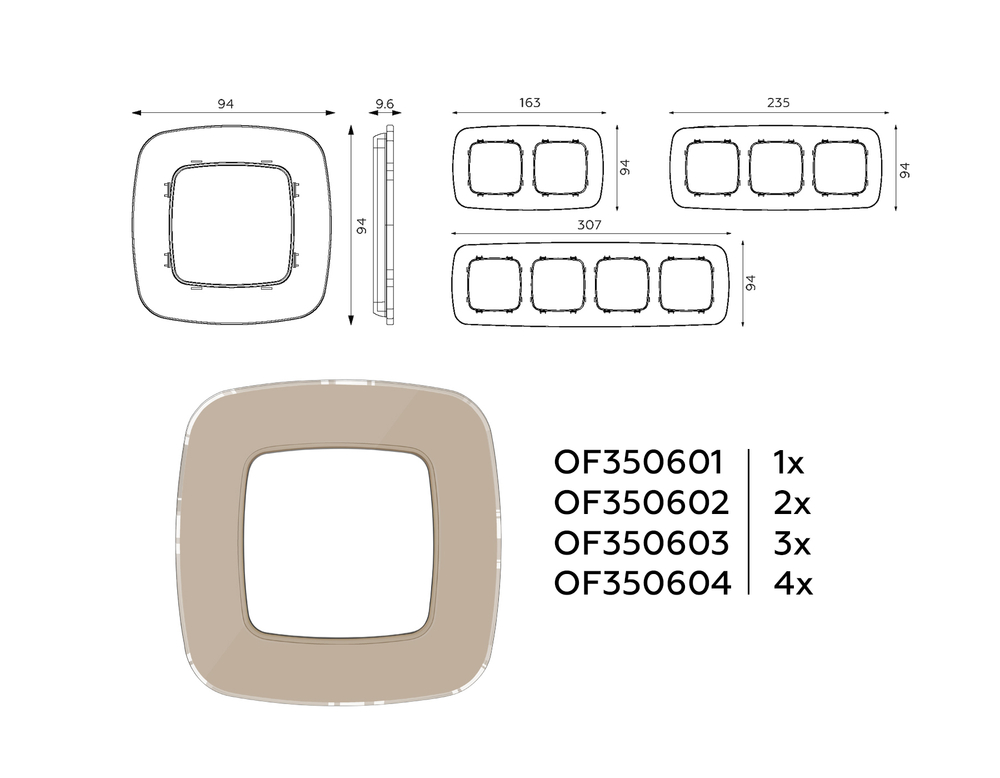 OF350601 Рамка OMEGA Radian (Серо-бежевый Стекло закаленное натуральное) 1-ая