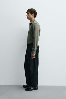 ZARA РУБАШКА REGULAR-FIT, СВЕТЛЫЙ ХАКИ