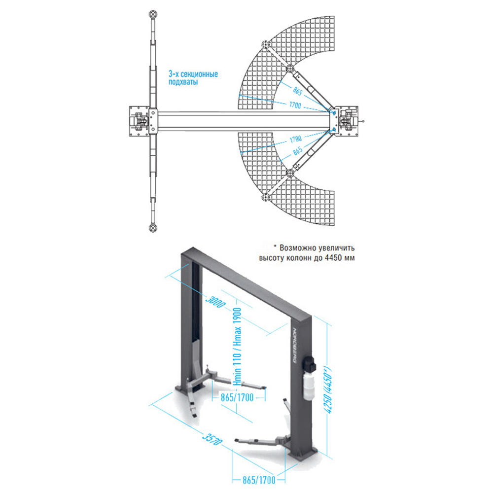 NORDBERG (N4122HM-5B) Подъемник 2х стоечный 380В, г/п 5т, с верхней синхронизацией