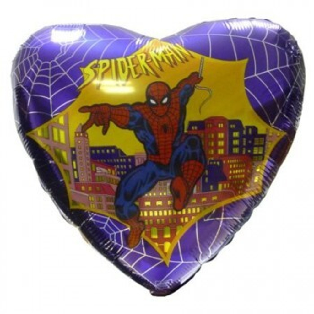 Ф 18 сердце Человек-паук фиолетовый 40 см.