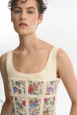 Корсетный топ из парчи