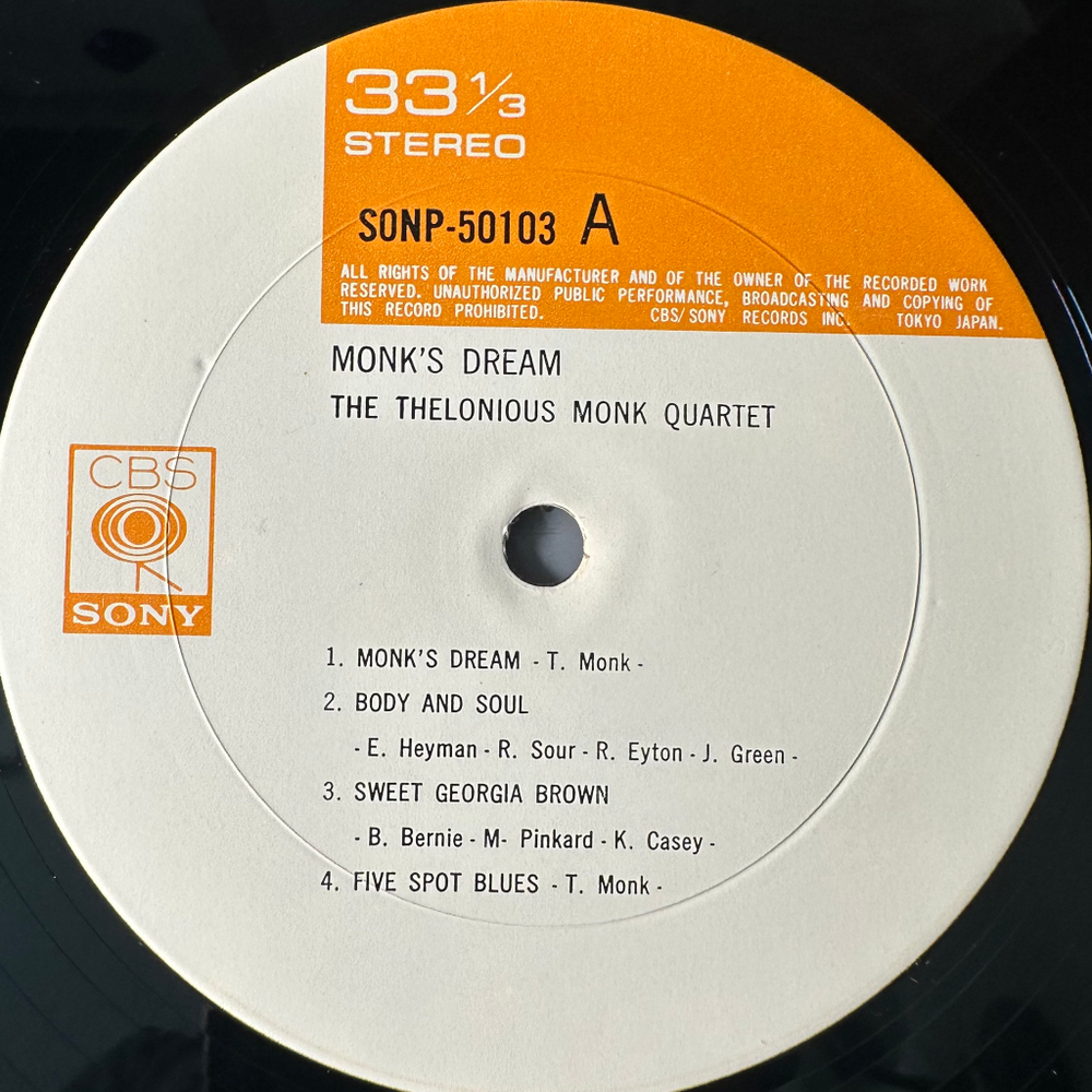 The Thelonious Monk Quartet ‎– Monk's Dream (Япония 1969г.)