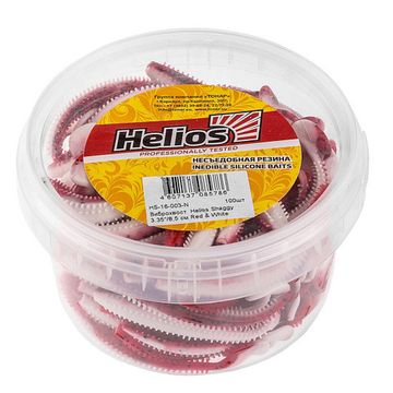 Виброхвост несъедоб. Shaggy 3,35'/8,5 см Red & White 100шт. (HS-16-003-N) Helios