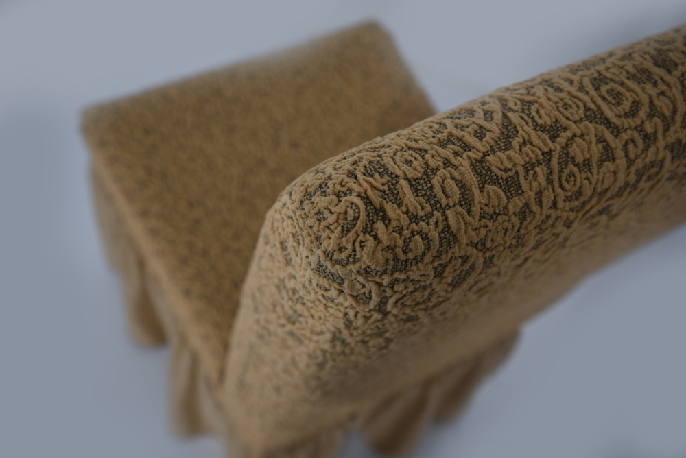 Чехол на стул с оборкой Жаккард, цвет Какао, Набор 4 шт.